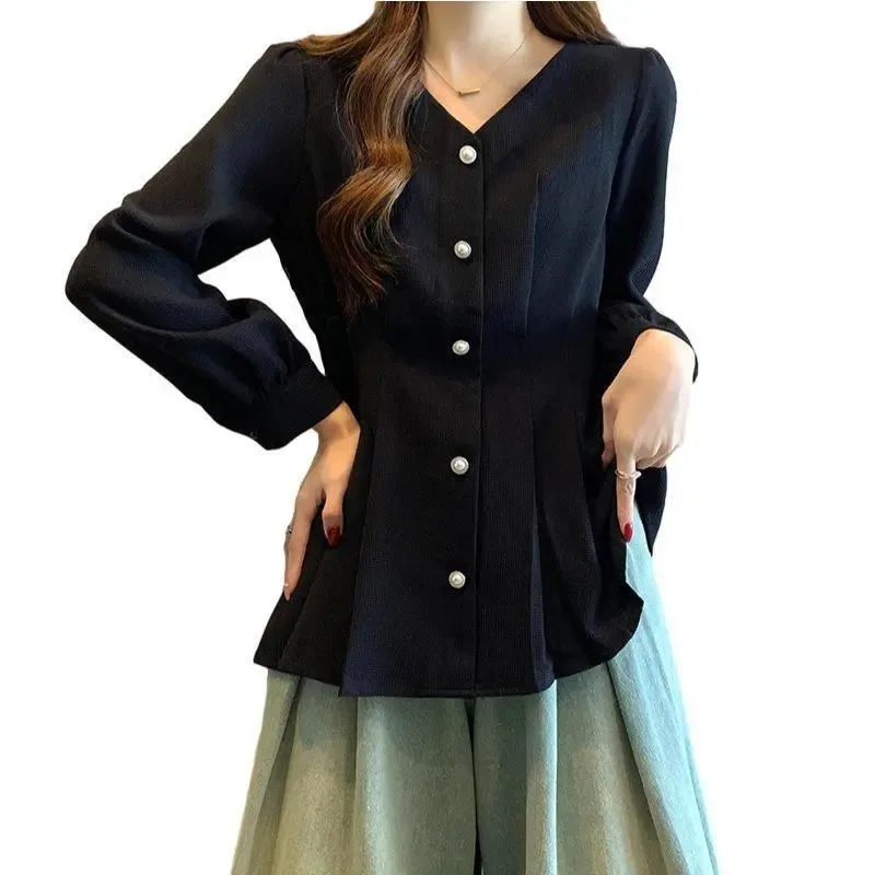 

Women's Autumn New 2025 Fashion Loose Tops V-Neck Simple Versatile Shirt Casual Elegant Cardigan