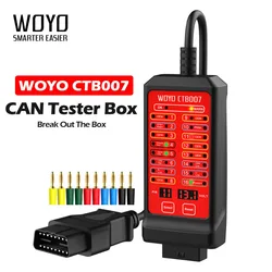 WOYO CTB007 CAN Tester Box 12V 24V Car OBD2 Breakout Box 16 Pin OBD2 Diagnostic Tool Automotive CAN Tester on Bench / on Vehicle