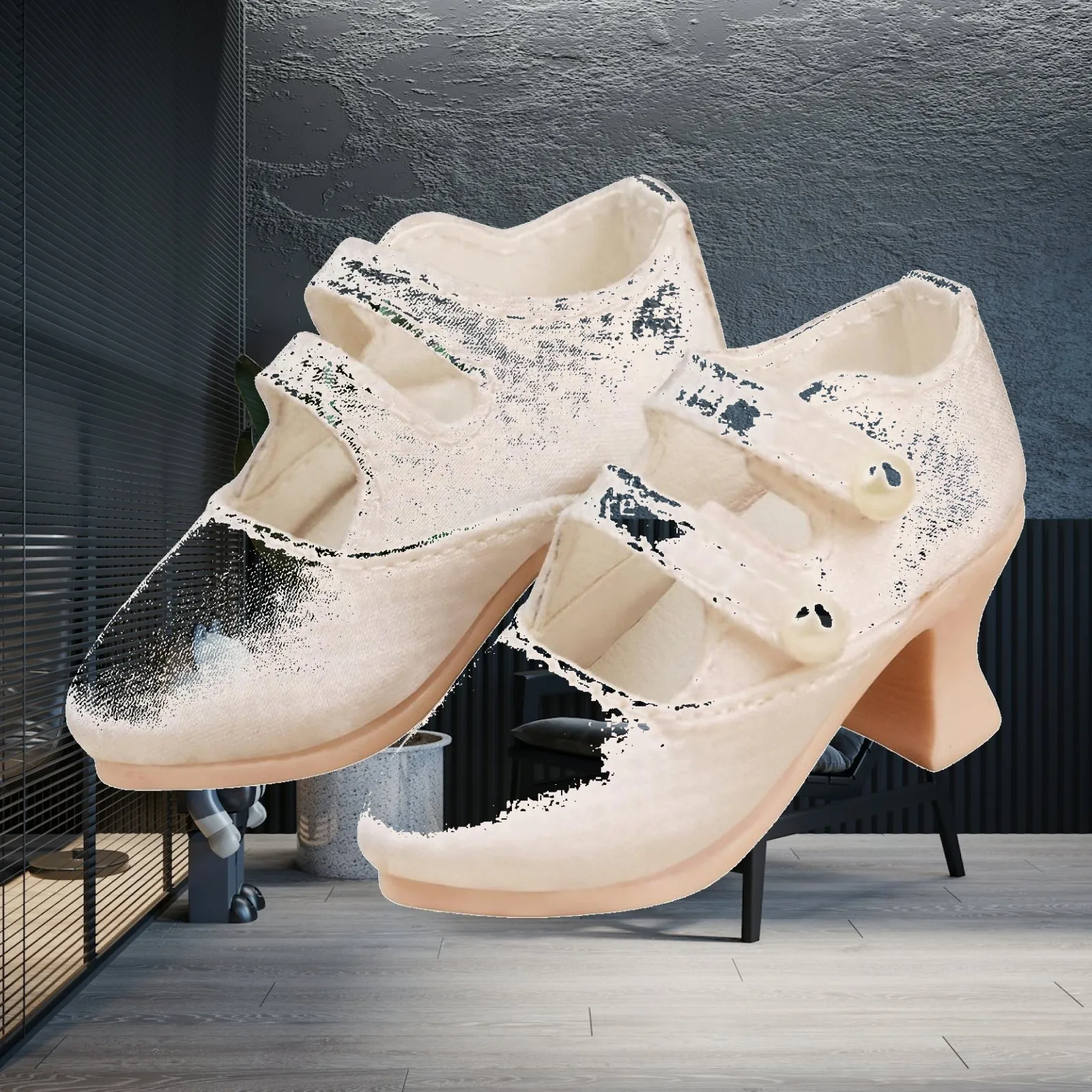 Resin Doll High Heel Shoes for 1/4 Scale Female BJD Dolls Handmade Pointed Toe Strap Design Elegant Vintage Doll Accessories