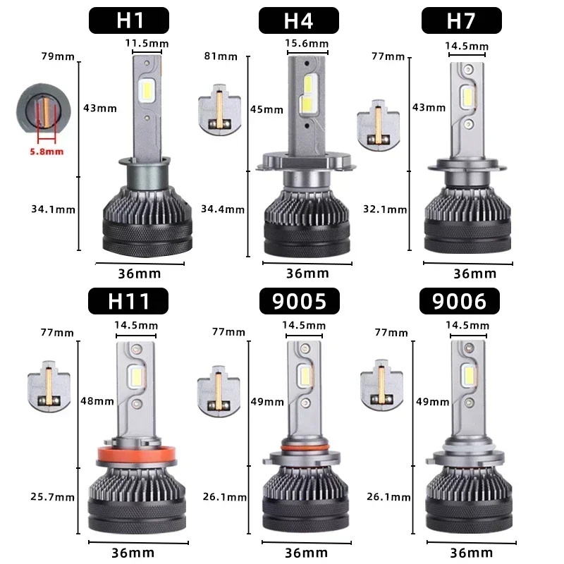 Lâmpada do farol LED para caminhão, lâmpada, K5C, 24V, H7, H4, H1, H11, 4300K, 6000K, 110W, 2pcs
