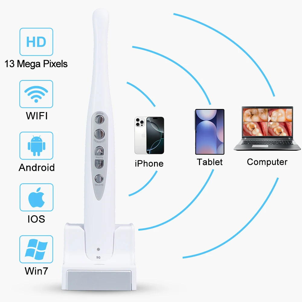 Dental Intraoral Camera WiFi 13 MP Wireless Tooth Camera 8 lens 1080P HD Intra Oral  Endoscope for IOS  Android Phone Mac PC
