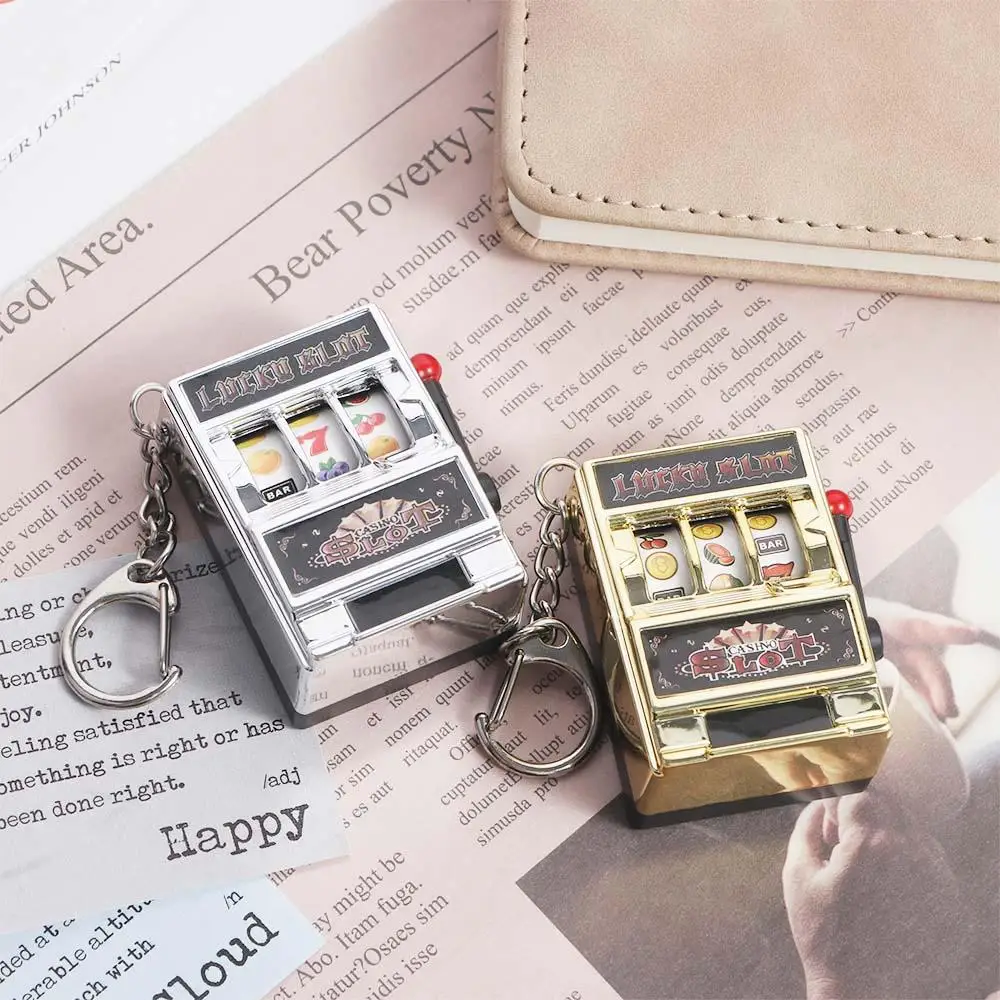 Gag Toys Educational Toy for Children Funny Games Slot Machine Key Chains Lucky Jackpot Keyrings Safe Machine Fruit Machine