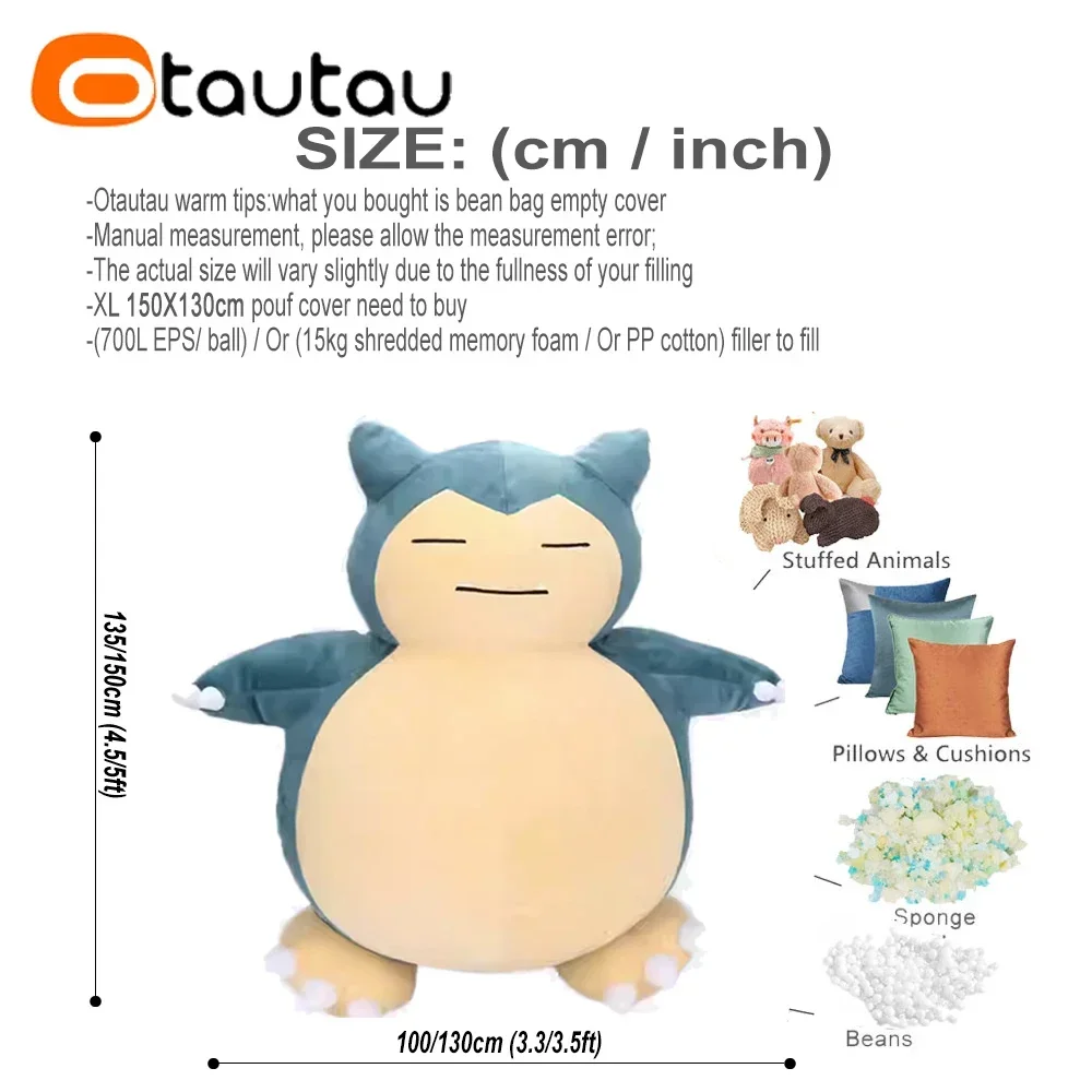 OTAUTAU 5ft Giant Cute Anime Cartoon Bean Bag Pouf Cover Without Filling SF085