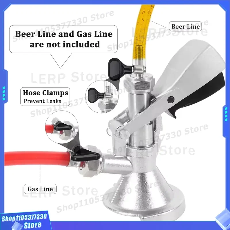 304 Stainless Steel German Slider Beer Barrel Coupler Draft Beer Line A System Connector for Keg Parts Durable Metal Fitting