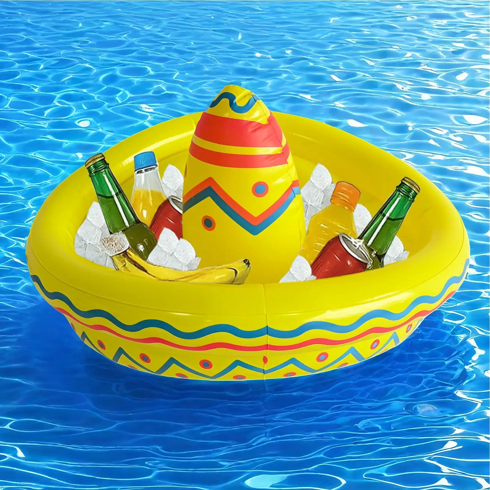 Cooler Inflatable Sombrero Drink Cooler Retro Ice Container Tub For Women Men Vacationers Travelers Beach Lake Gathering Themed