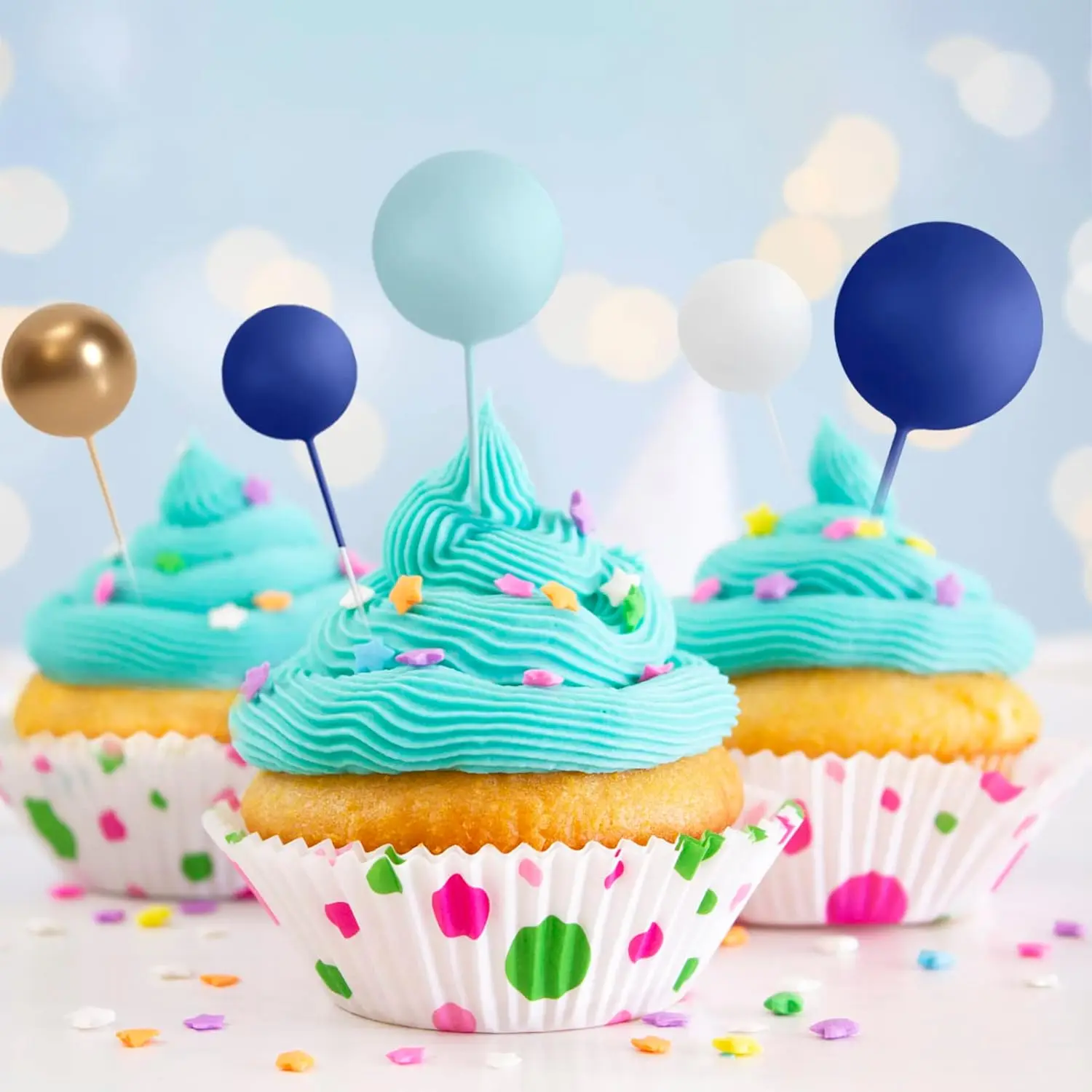 32 Stück Weihnachtskugel-Kuchenaufsatz, Dekorationen, Schaumstoffkugeln, Kuchenaufsatz, Kugeln, Kuchendekorationen für Hochzeit, Party, Geburtstag – Detail 30