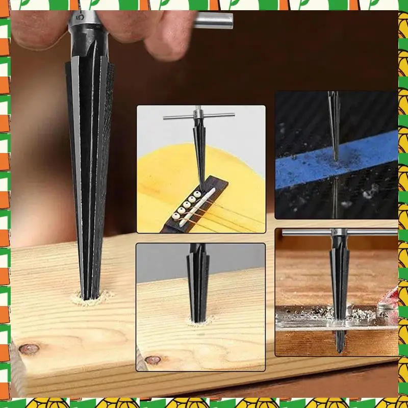 

Professional Tool Hand Reamer Tool, Tapered Reamer Set, 3-13Mm(1/8In-1/2In) & 5-16Mm(½In-5/8In) Bridge Pin Hole Handle Tapered R