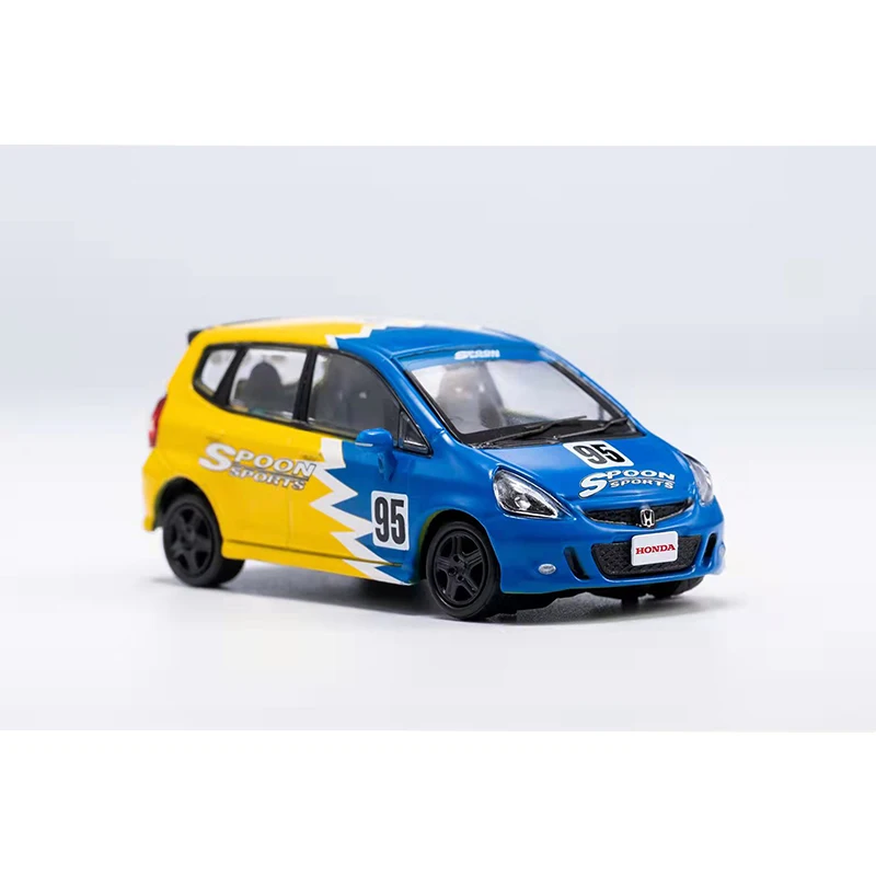 Diecast 1/64 Metal Model Car GCD Honda Fit SPOON Right Rudder Paint and Sport Version Vehicle for Adults Collection Hobby Gifts