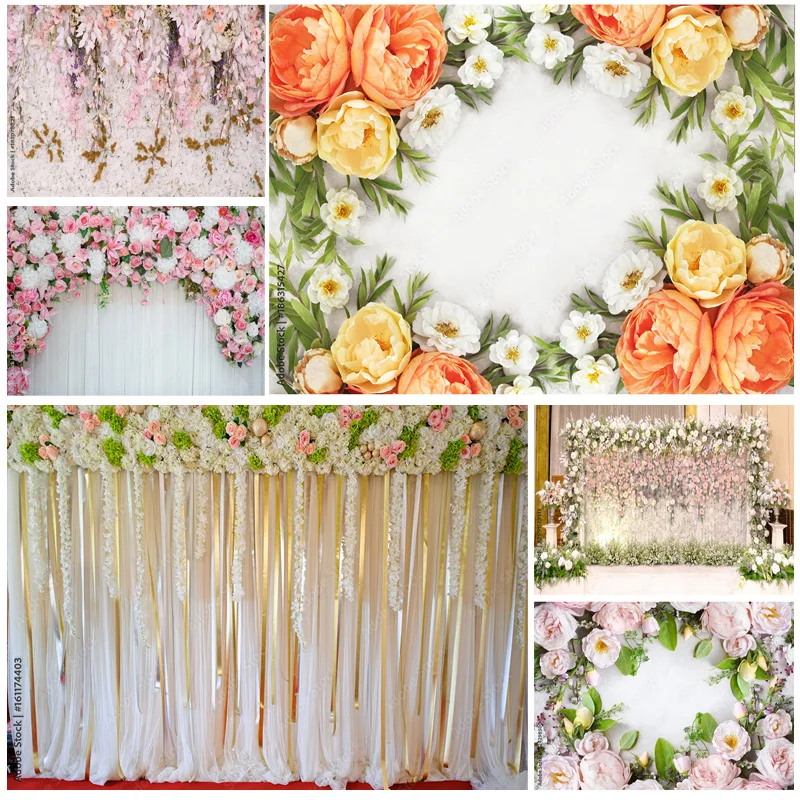 

ZHISUXI Vinyl Photography Backdrops Prop Flower Wall Wood Floor Wedding Party Theme Photo Studio Background 22221 LLH-05