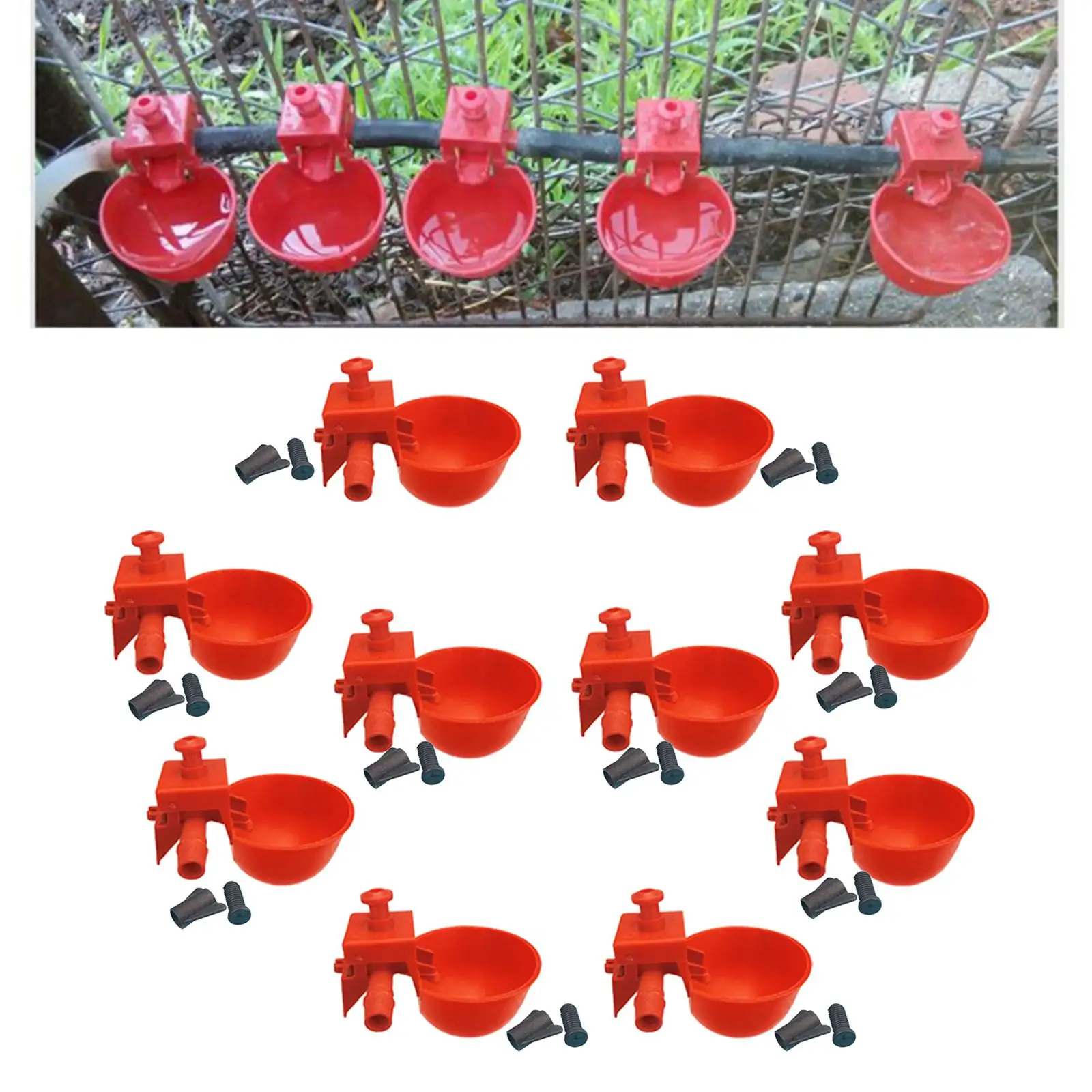 10Pcs Bird Cage Chick Coop Feed Quail Drinking Cups Chicken Water Bowl Pigeons Automatic Water Feeder Farm Animal Tool