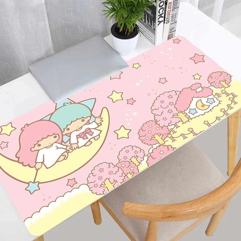 

Коврик для игровой мыши, большой коврик для компьютерной геймера, натуральный каучук с запирающимся краем, клавиатура Little Twin Star, коврик для игровой мыши Kawaii