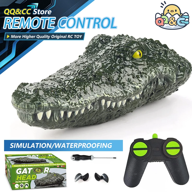 RC Boat Simulation Crocodile Head 2.4G Remote Control Joke Alligator Decoy Electric Toys Summer Water  Spoof robot Toys gift