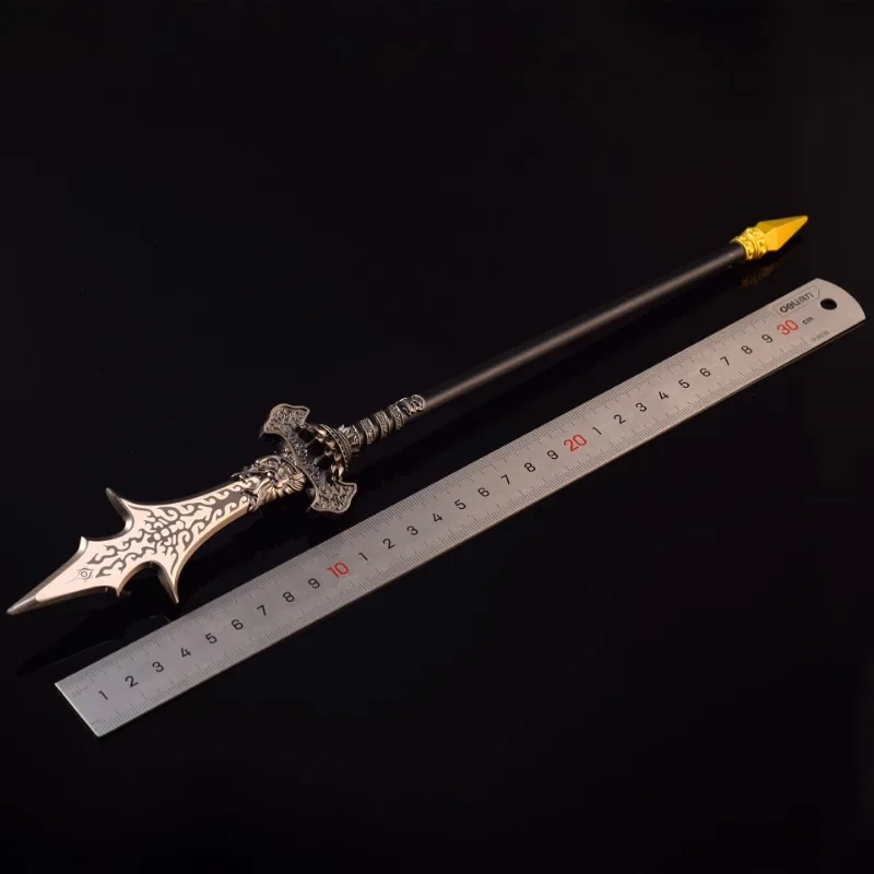 Three Pointed Double Edged Blade Black Myth: WuKong Game peripheral God Erlang 35cm Weapon Metal Sword Model Ornament collection