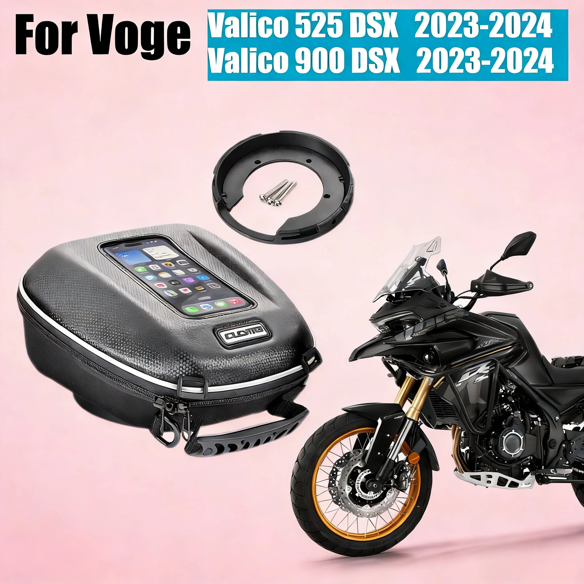 For VOGE Valico 525 DSX 900 Motorcycle Tank Bag Quick Lock Luggage Flange Waterproof Backpack with Ring for Secure Storage
