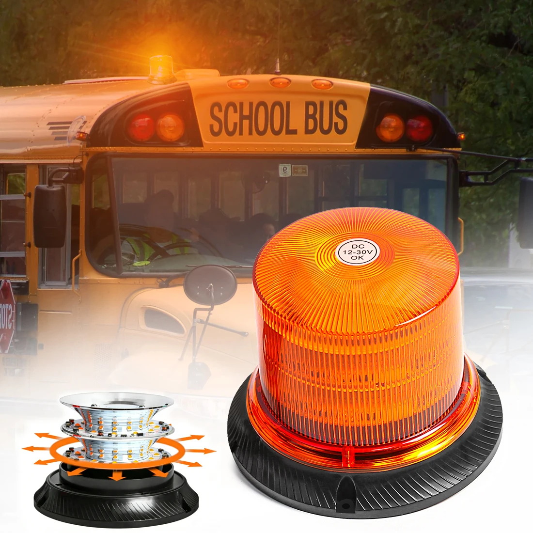 

Upgrade Ultra-Bright 360° LED Car Roof Strobe Warning Light 12-30V Universal Emergency Security Flash Beacon Lamp Strong Magneti