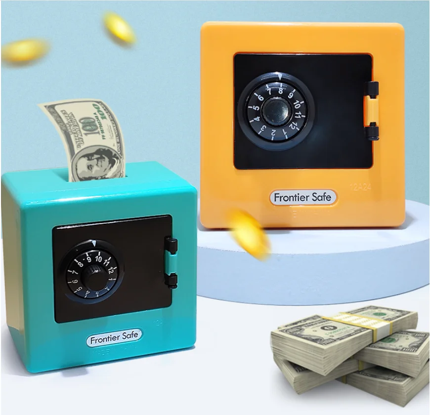 Cartoon ATM Mini Safe Piggy Deposit Bank Code Bank Household Ornaments Banknote Box Cash Coins Saving Storage Kids Birthday Gift