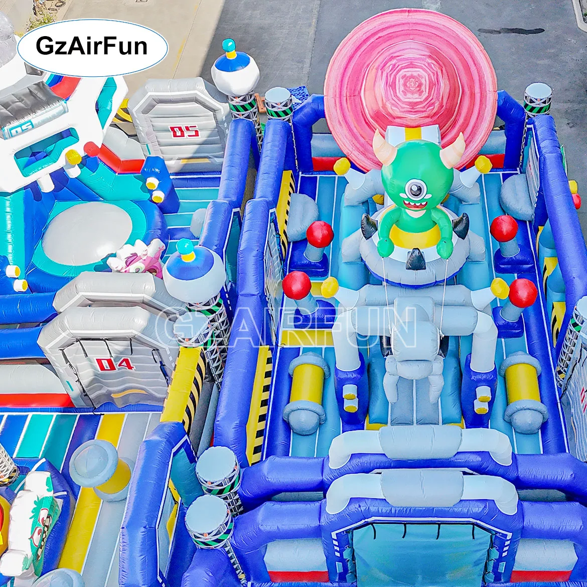 Commercial Grade Space Inflatable Playground with Slide Climbing Obstacle Areas Alien Spaceship Inspired for Amusement Business