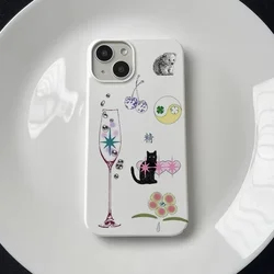 Line Dopamine Small Refreshing  Phone Case for IPHONE 16 15PRO MAX 14 13 12 11 PRO XR Acrylic TPU Two in One Mobile Phone Cases