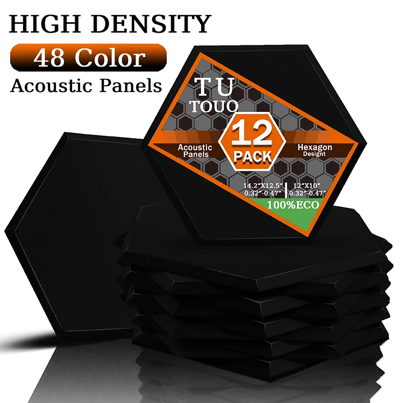 

TOUO Soundproof Wall Panels 12pcs Acoustic Panel Music Studio Acoustic Treatment Drum Room High Density Sound Absorbing Material