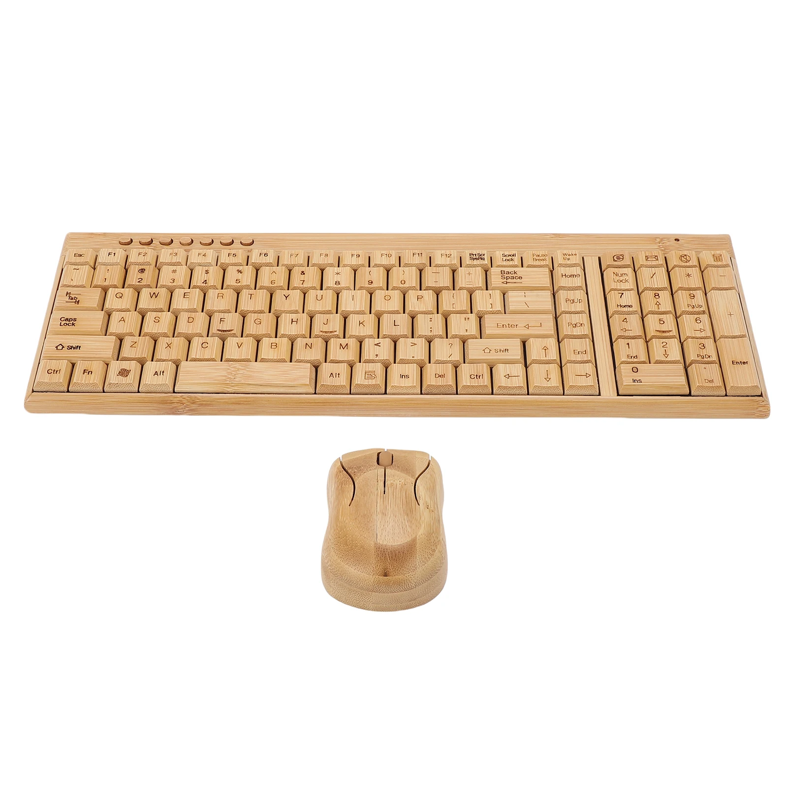 Bamboo Keyboard Mouse Combo 2.4G Wireless Keyboard Mouse Set Handcrafted Full Bamboo Keyboard and Mouse Combo with USB Receiver