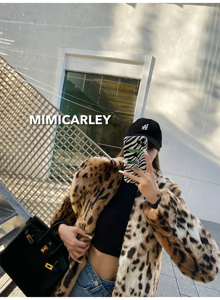 Lautaro Winter Long Warm Thick Leopard Fluffy Faux Fur Coat Women Tiger Print Runway Loose Luxury Designer Clothing Women 2022