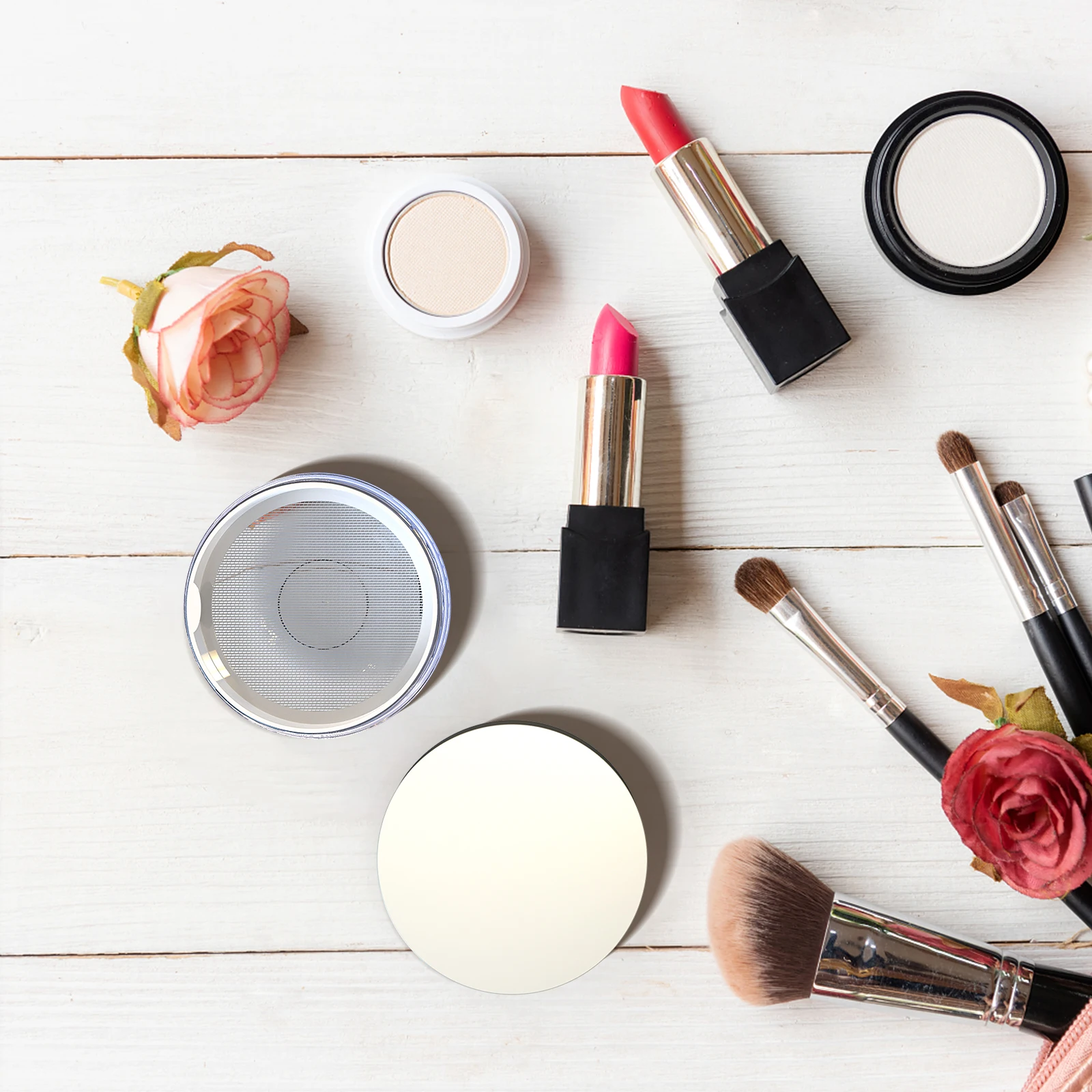 

Loose Powder Box Premium Plastic Compact Airtight Lid Elastic Mesh Makeup Powder Case Container for Foundation Blusher