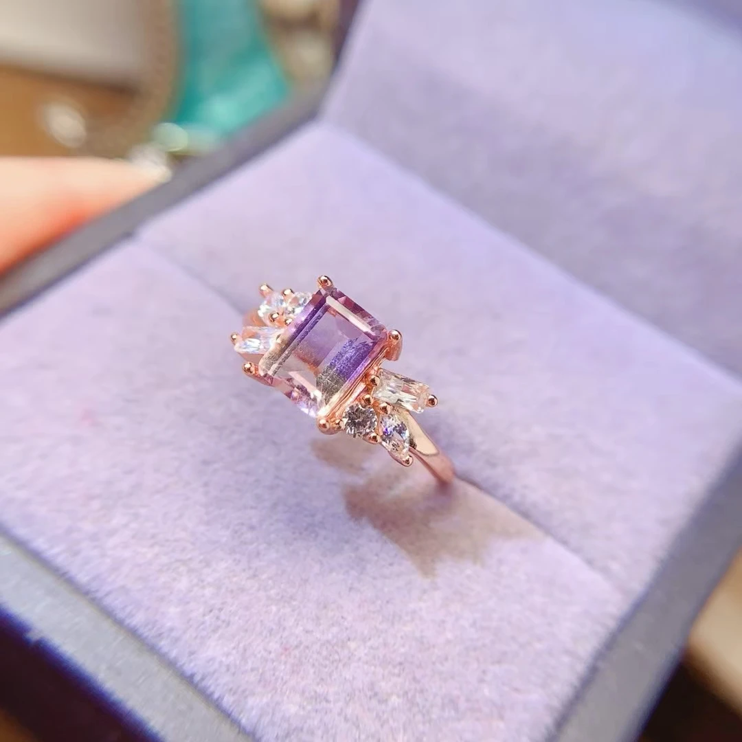KJJEAXCMY Natural Amethyst Women's Ring S925 Silver Electroplating Process Inlaid High Clarity Support Testing  New Year's Gift