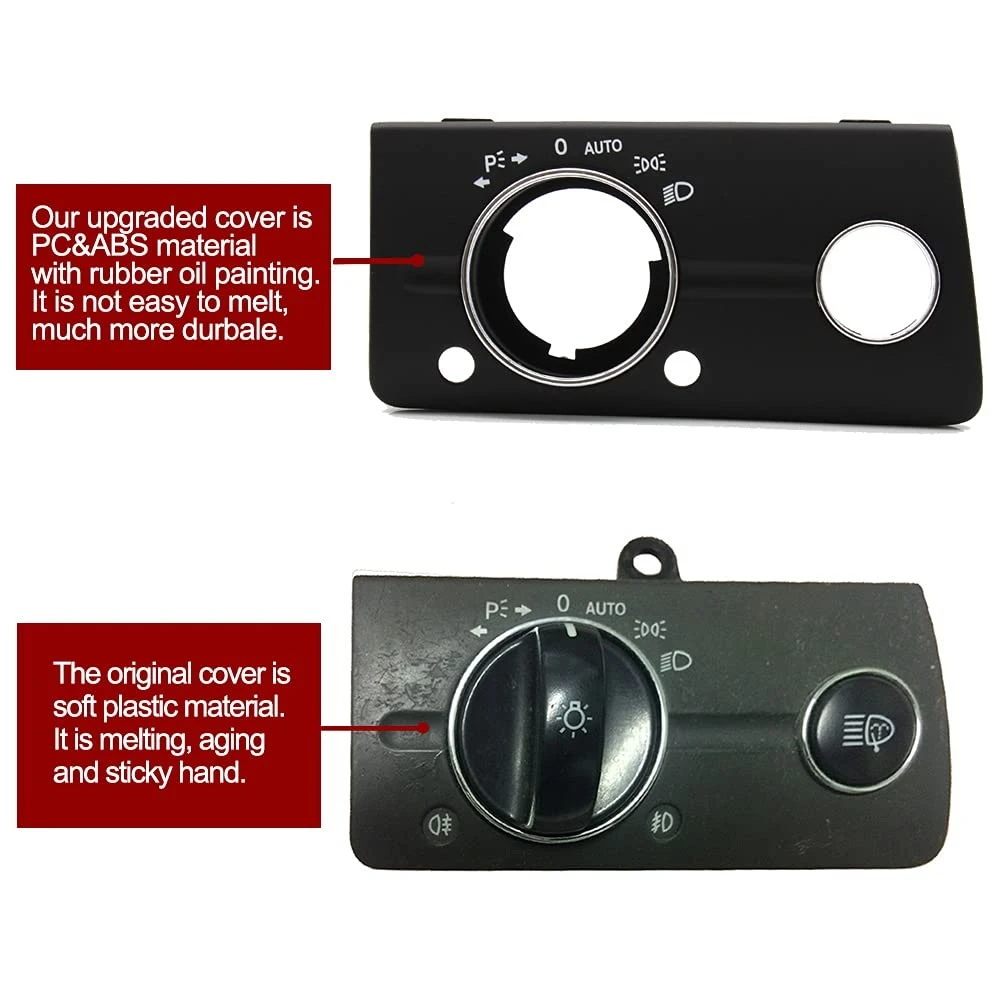 Car Dashboard Button with Headlight Switch Cover Panel Trim for Mercedes Benz W211 E Class 320 350 550 2003-2008 A