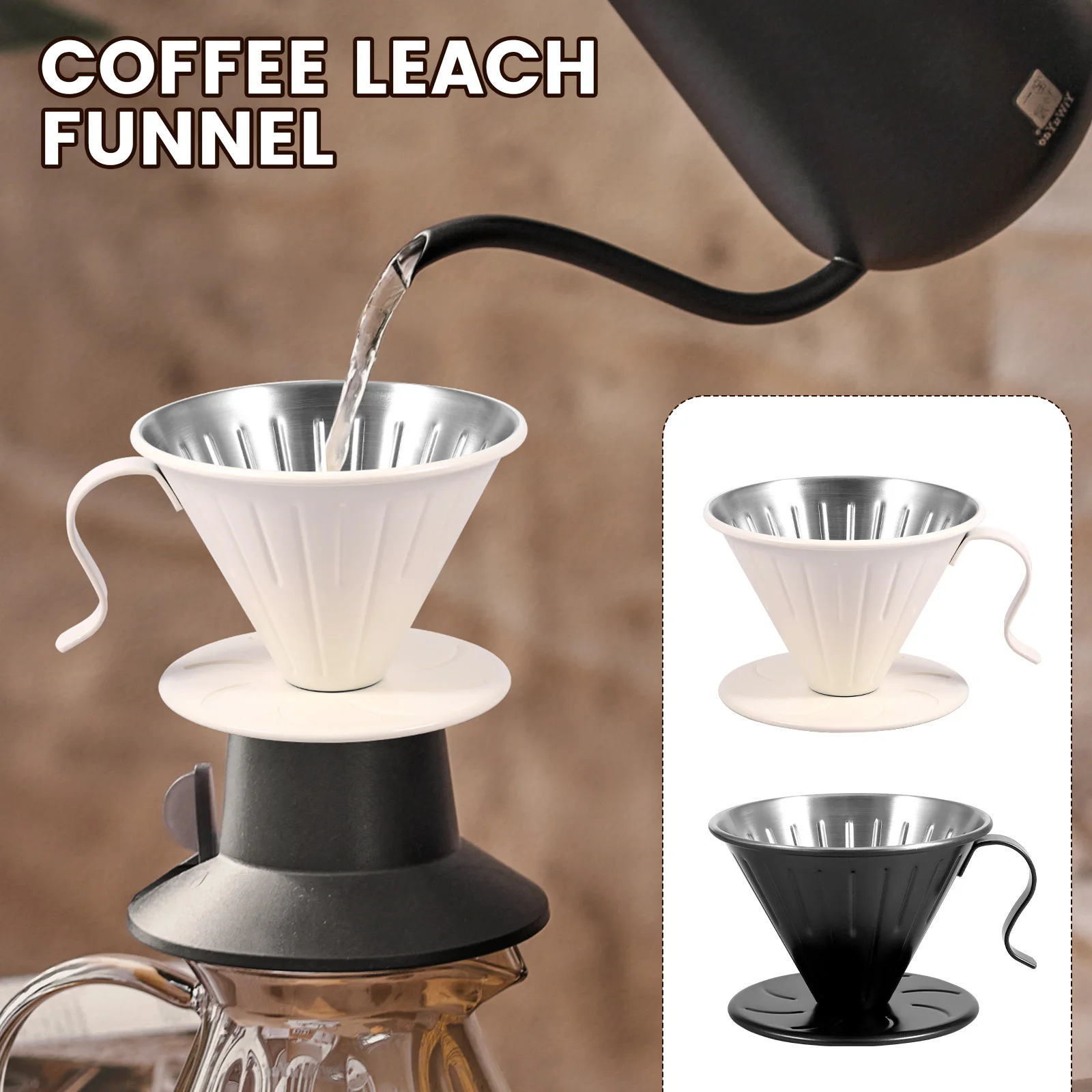 

Stainless Steel Pour Over Coffee Filter Uniform Filtration Hand Brewed Coffee Filter Cup with Anti Scald Handle for Office Home