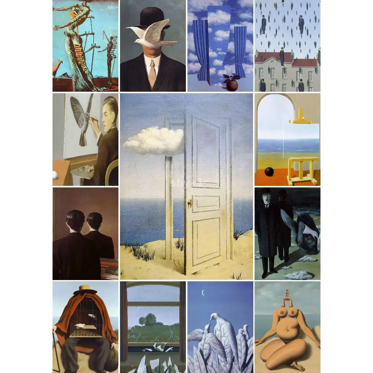 Rene Magritte Golconda Poster  Contemporary Art Print for Interior Design Modern Wall Decor Collection