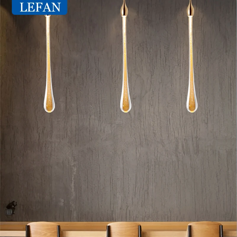 Modern Nordic Luxury Crystal LED Chandeliers Water Drop Lamps Bedroom Bedside Simple Bar Decorative Chandelier Lighting