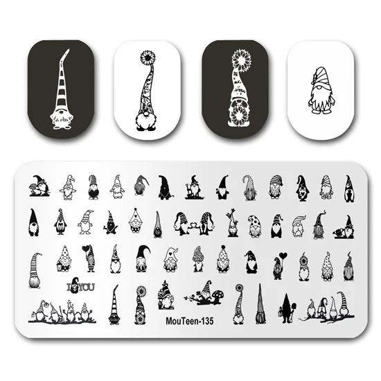 Nail Stamping MouTeen144 Season Gnome Nail Art Plates Stamp King Manicure Set For Nail Art Stamping