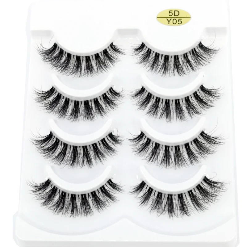 HBZGTLAD 4 ペアミンクまつげナチュラルロング目に見えない薄いバンド偽まつげ透明テリアソフトまつげエクステンション美容