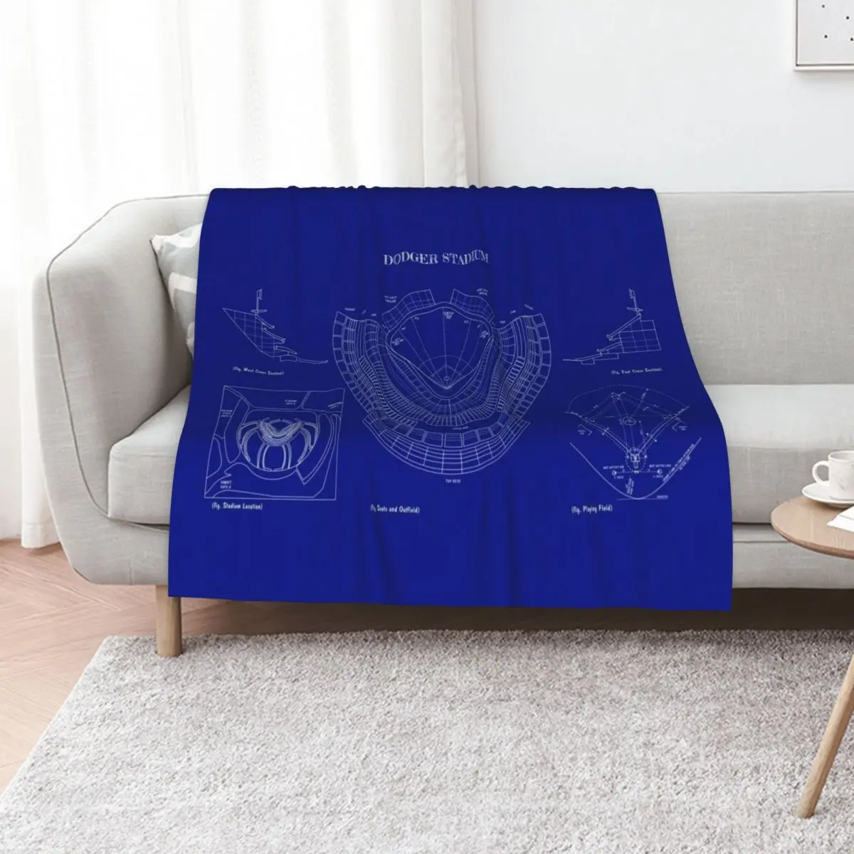 

Dodger Stadium (White Stencil-No Background) Throw Blanket Bed linens Bed covers Plush funny gift Blankets
