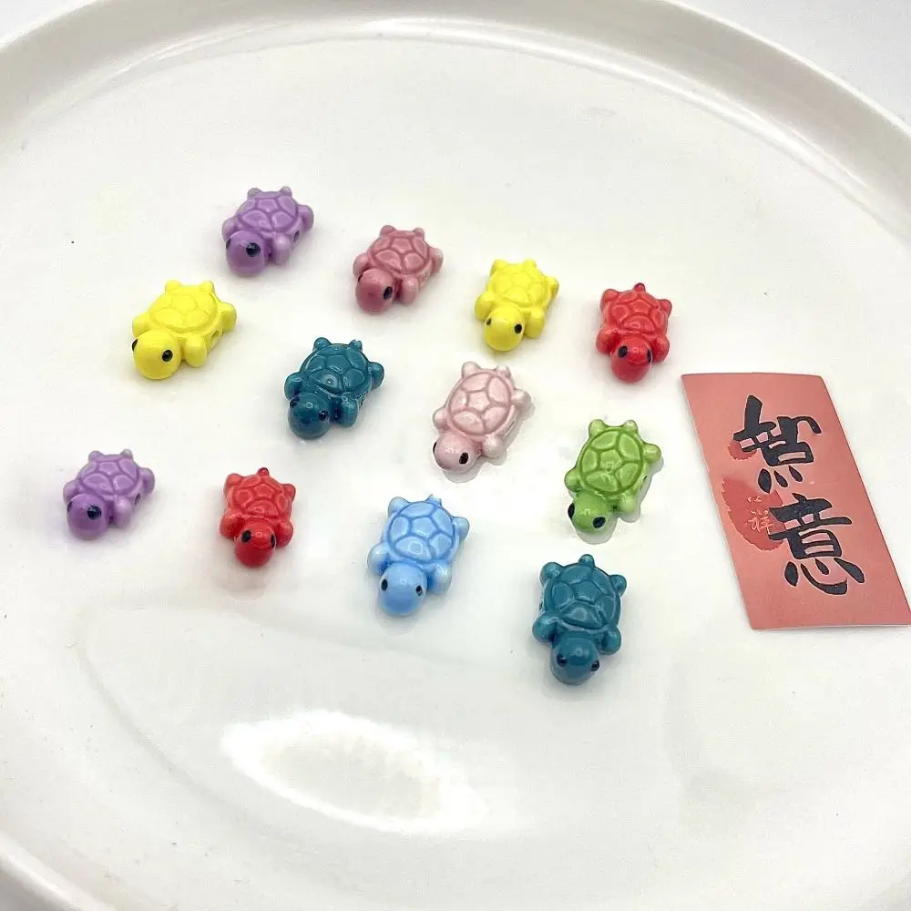 10pcs Handmade Craft Cute Turtle Bead Ceramic Fresh Color Ceramic Spacer Loose Beads Bracelet Making Kit DIY Accessories