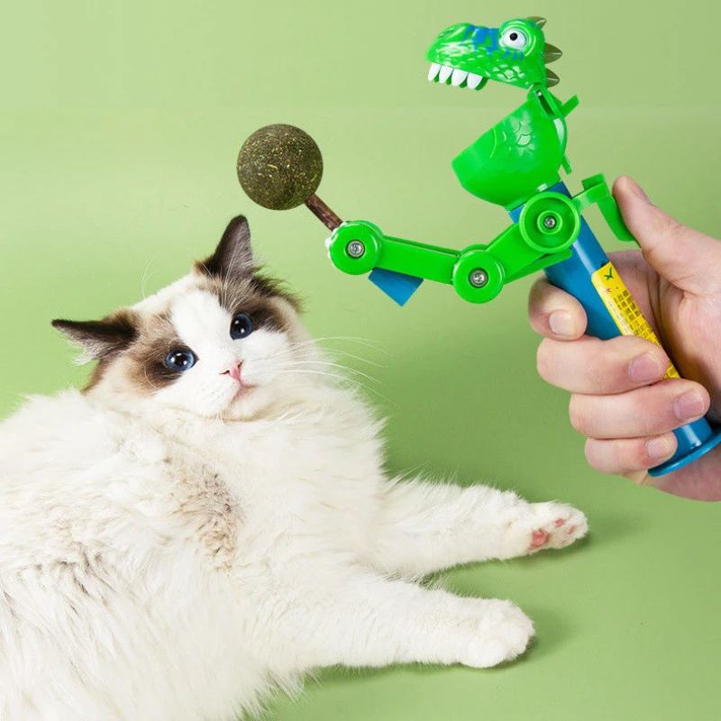 2Pcs Funny Cute Dinosaur Robot Lollipop Toy Cat Teaser Stick Creative Storage Robot Gift Catnip Ball Toy Pet Supplies Cat Toys