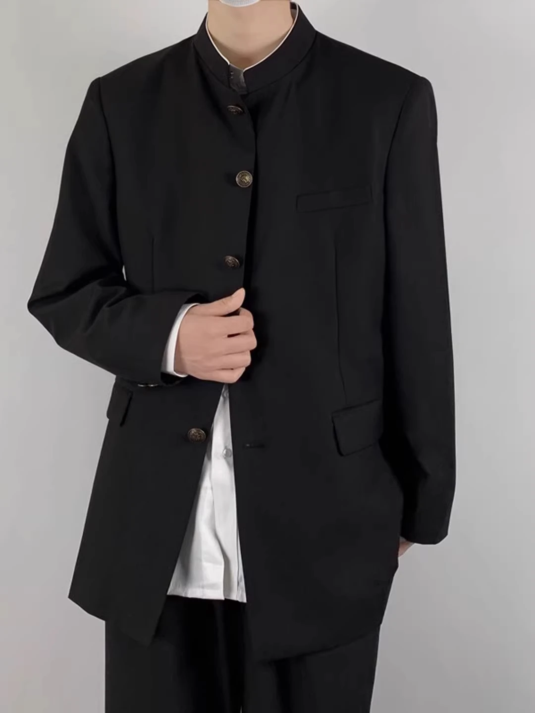 New Chinese Style Stand Collar Uniform Jacket School Uniform Coat Japanese DK Collar Spring Summer Youth Vitality Polyester F...
