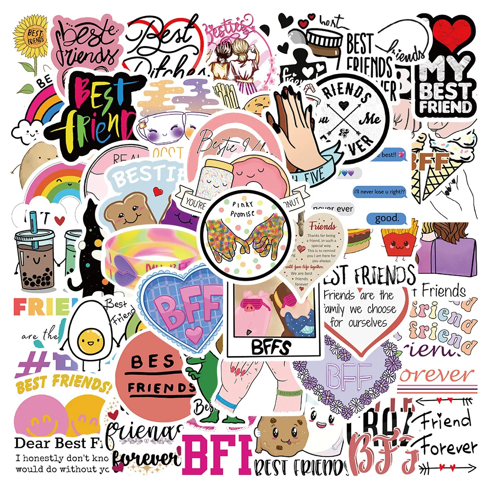 50 Stück Freundschafts-Cartoon-Graffiti-Aufkleber für DIY-Handbücher, Skateboards, Selbstklebende Dekorations-Sticker