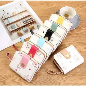 Japanische süße Kitty -Brieftaschen für Damen, kurze Tasche mit Reißverschluss, bewegte Halter, rosa Mädchen, Kaselclip, BIFOLD Wallet 8 Hauptverkaufstür Pinkkarte - №4