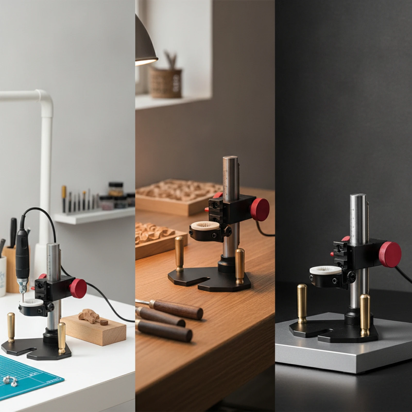 Odontological Handpiece Carving Auxiliary Stand Bench-Top Carving Tool Holder with Metal Base Benchtop Rotary Tool Stand