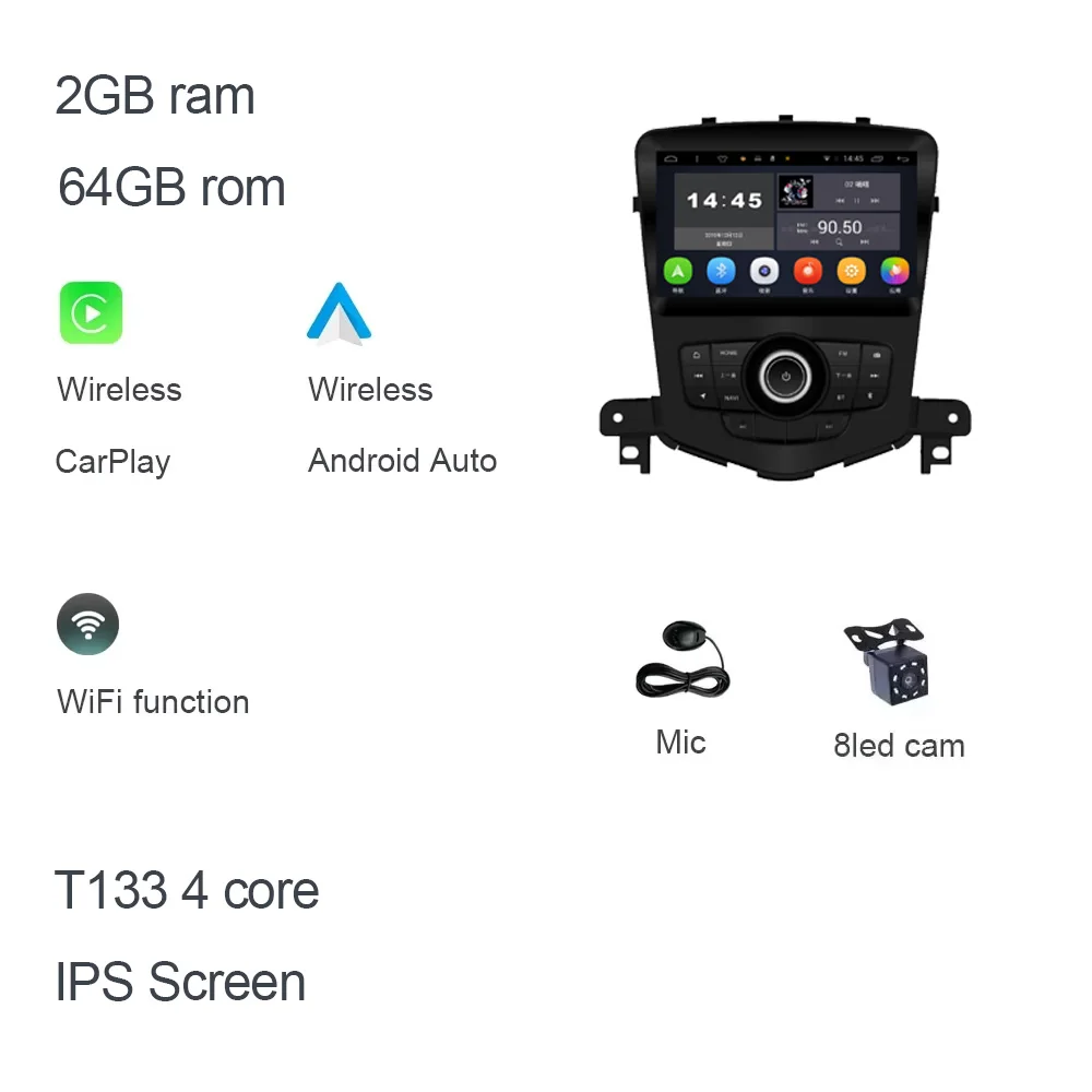 CarPlay 9 inch DSP Android 15 8-core 12GB RAM 256GB ROM autoradio GPS multimediasysteem navigatie voor Chevrolet Cruze 2009-2015