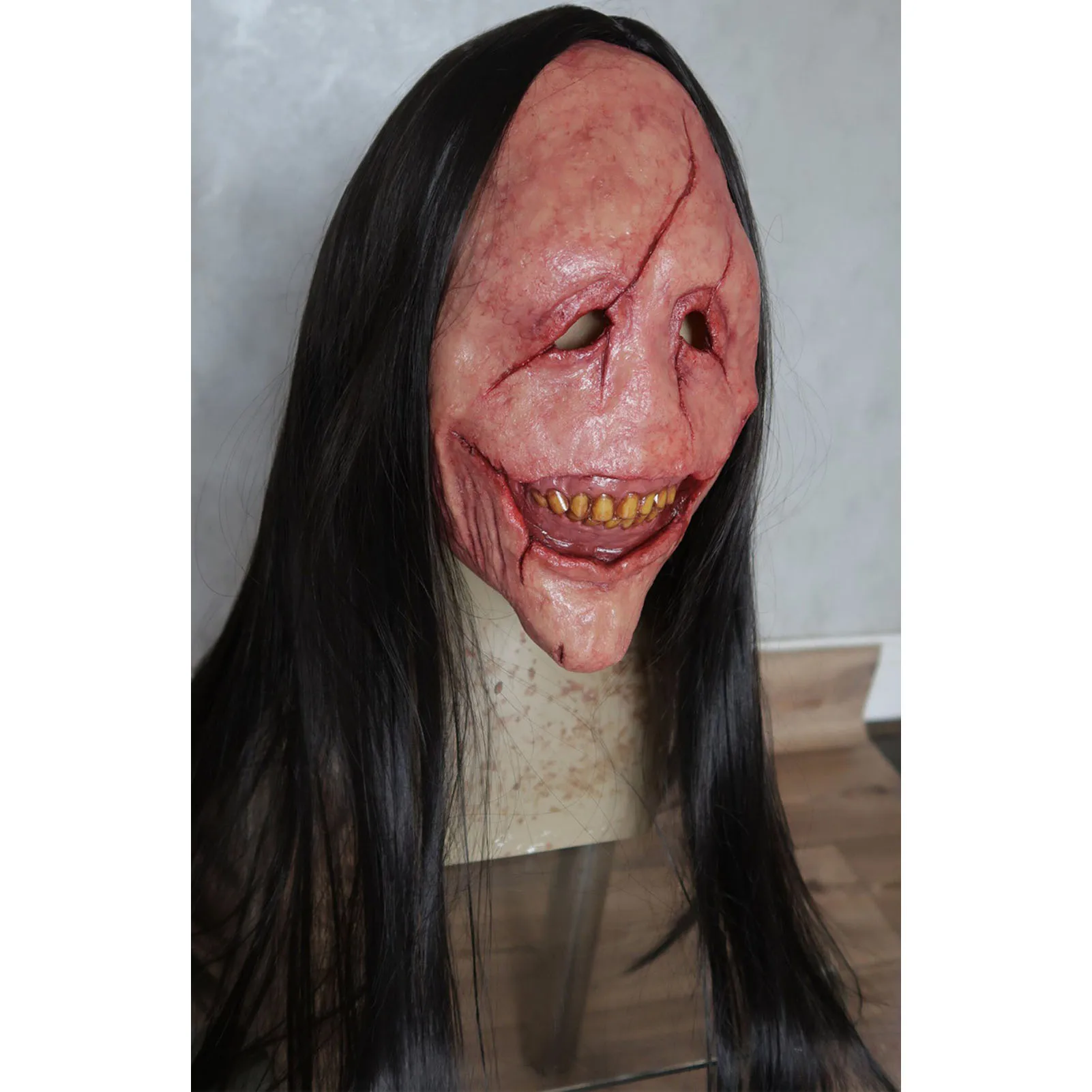 Halloween Scared Mask Scary Demon New Terror Curse Scaring Prop Haired Ghost Cosplay Creepy Masks Themed Parties Wear