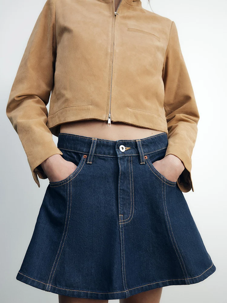 Printemps nouveauté femmes Faion col montant longue Sve fermeture éclair pur Fce cuir ort manteau trajet Sle 00% autres Ma...