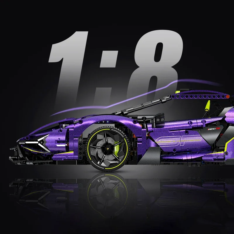 

3654pcs Lambo Supercar 1:8 Purple Building Blocks Set High Tech Car Model Assembling Bricks Toy for Kids Adult Birthday Gifts