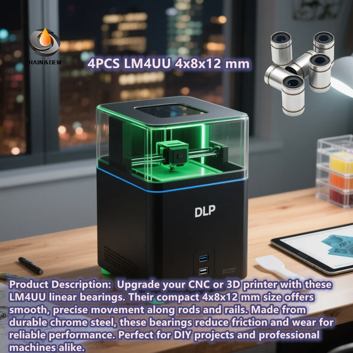 

5 шт. LM4UU 4X8X12 мм детали 3D-принтера с ЧПУ линейный шарикоподшипник стержень рельс подшипники линейного вала