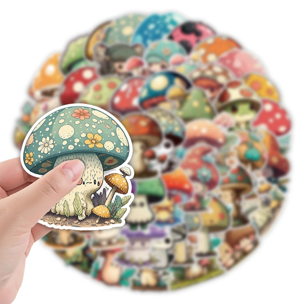 10/30/50pcs INS Style Cartoon Mushroom Stickers Cute Graffiti Decals Stationery Luggage Diary Car Waterproof Decoration Sticker