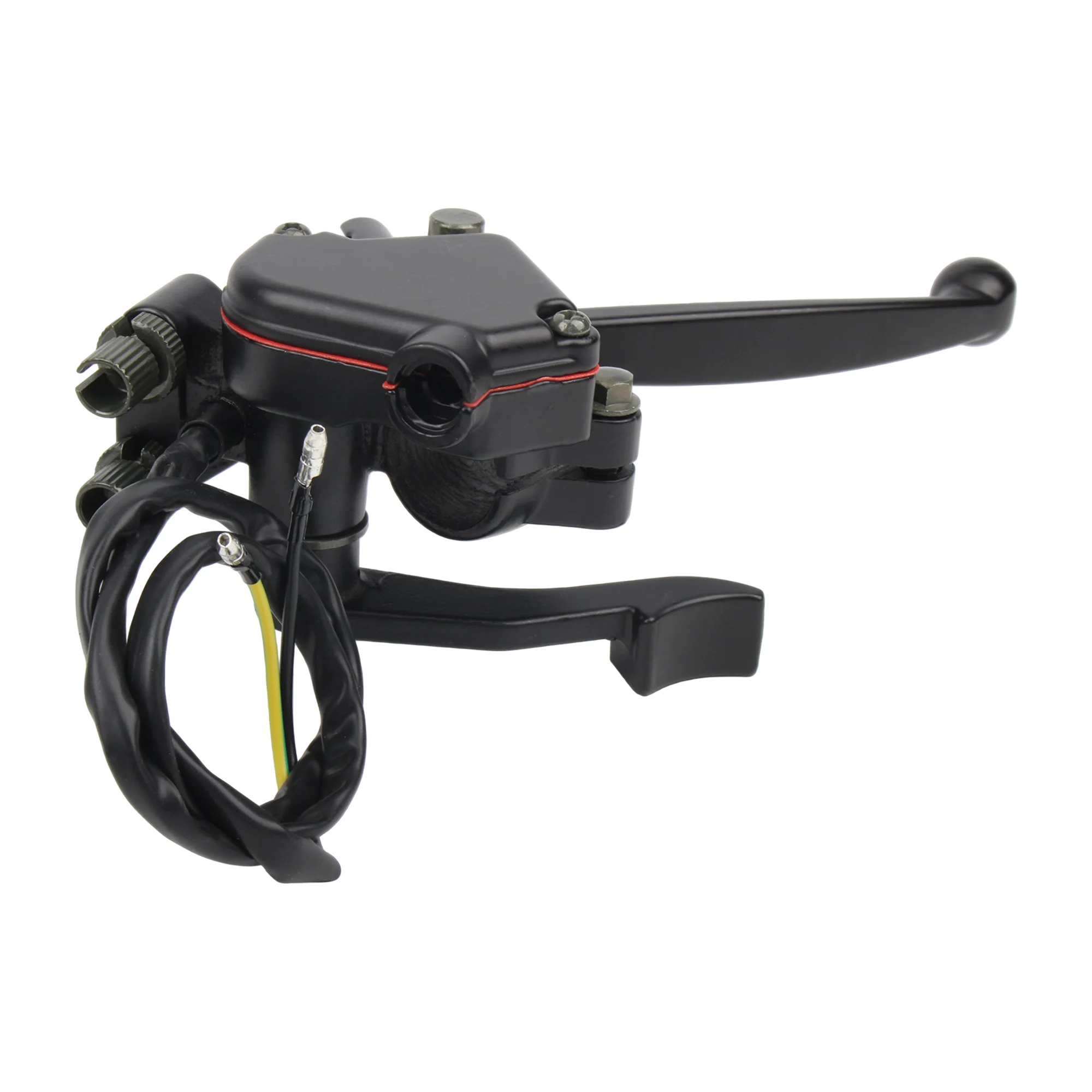 Motorcycle 22mm Dual Brake Lever Assembly with Thumb Throttle Accelerator Cable Accessories for 50cc 90cc 150cc 250cc ATV