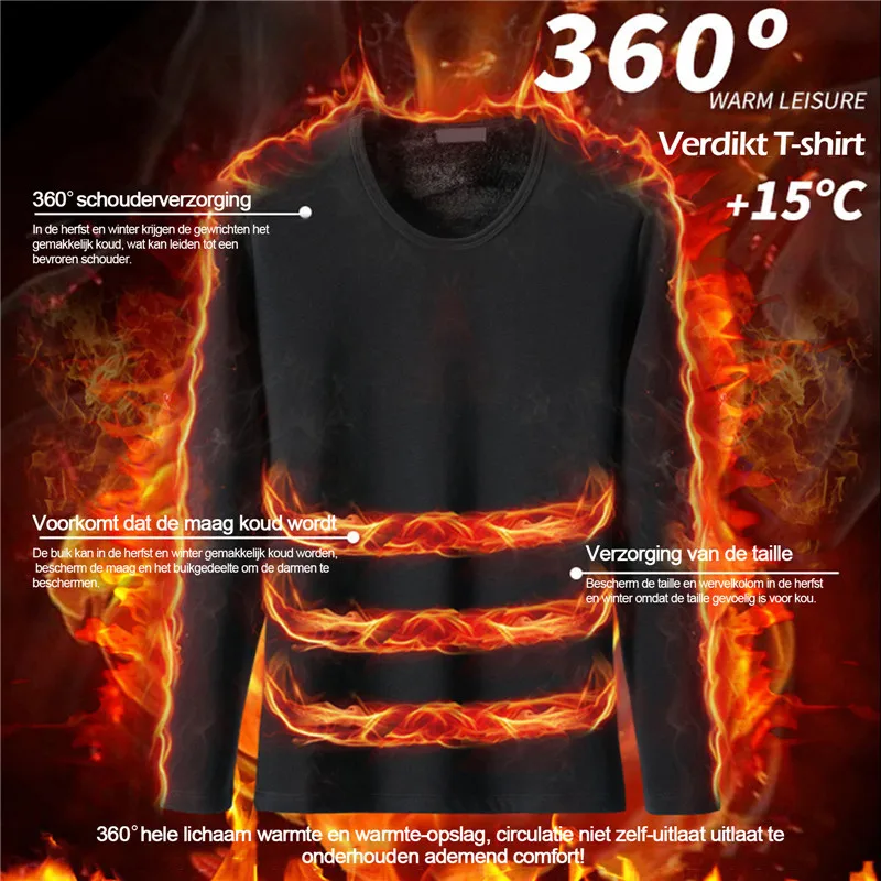 รักษาความอบอุ่นชุดลองจอนสำหรับผู้ชายเสื้อแขนยาวสีทึบเทอร์โมสำหรับฤดูหนาวของผู้ชายลำลอง