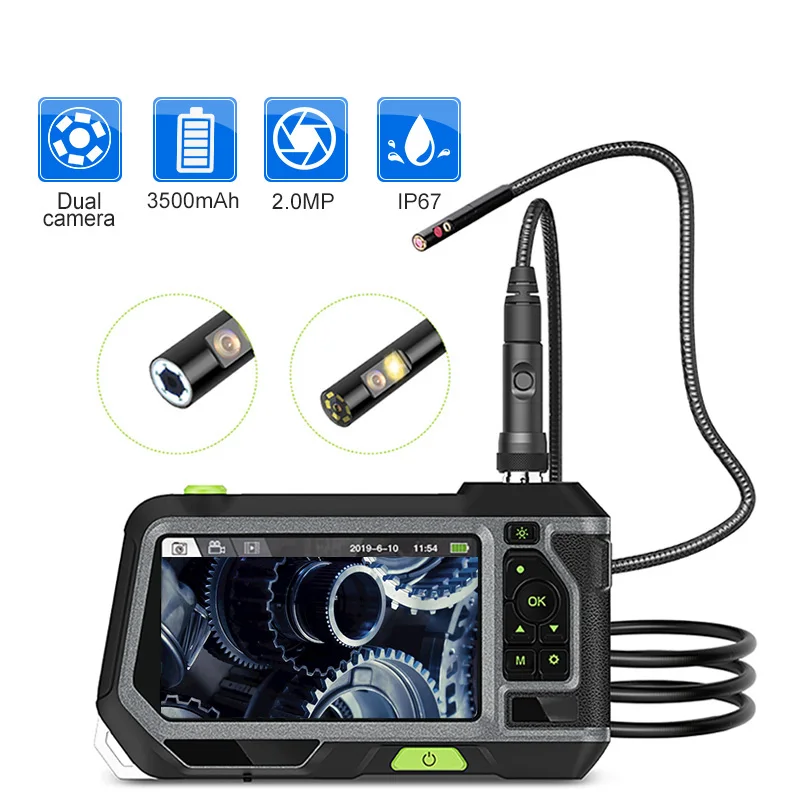 

5.5mm/8MM Dual Industrial Endoscope 2.0MP Inspection Camera 5 Inch 1280P HD LCD With 6 LED Waterproof Borescope