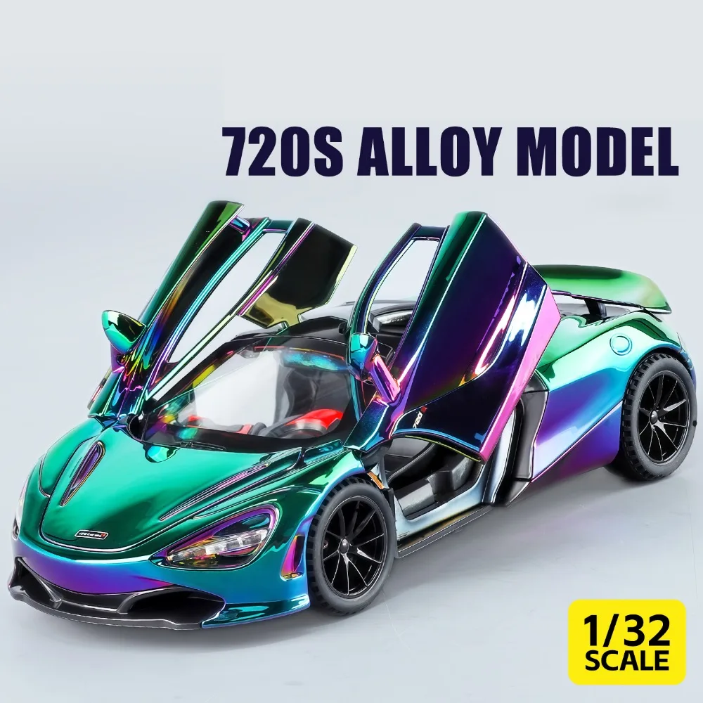 مقياس 1:32 720S 765LT نموذج سيارة لعبة التراجع ضوء الصوت رفع الذيل الجناح مركبة معدنية دييكاست نماذج السوبر هدايا للأطفال